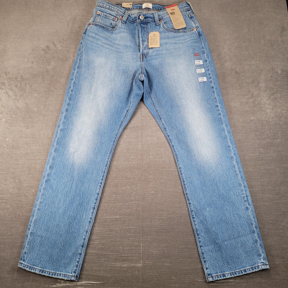 Levis 501 Curve Stretch Womens Jeans 31x30 High Rise Straight Leg Light Blue NEW